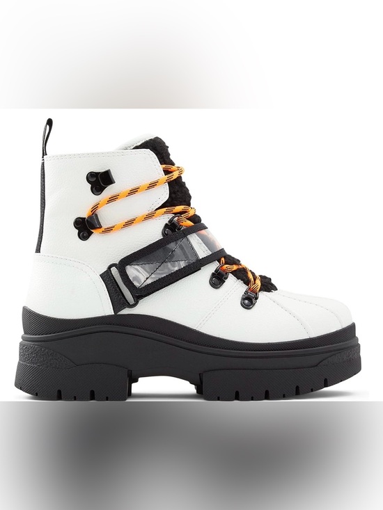 Call It Spring Shoes - Call It Spring White Lace-Up Platform Boot with Orange Laces -Size 8